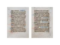 [BOOK OF HOURS]. A group of 25 leaves from medieval and renaissance manuscripts and printed books, including 5 or more from Otto Ege’s Fifty Original Leaves from Medieval Manuscripts. Western Europe: XII-XVI Century [compiled Cleveland, c.1950] and Original Leaves from Famous Bibles: Nine Centuries, 1121-1935 A.D [Compiled Cleveland, c.1950]. Various sizes, including: