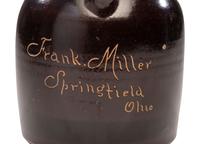 A Schrop Albany Slip-Glazed Harvest or Field Jug Identified to Frank Miller