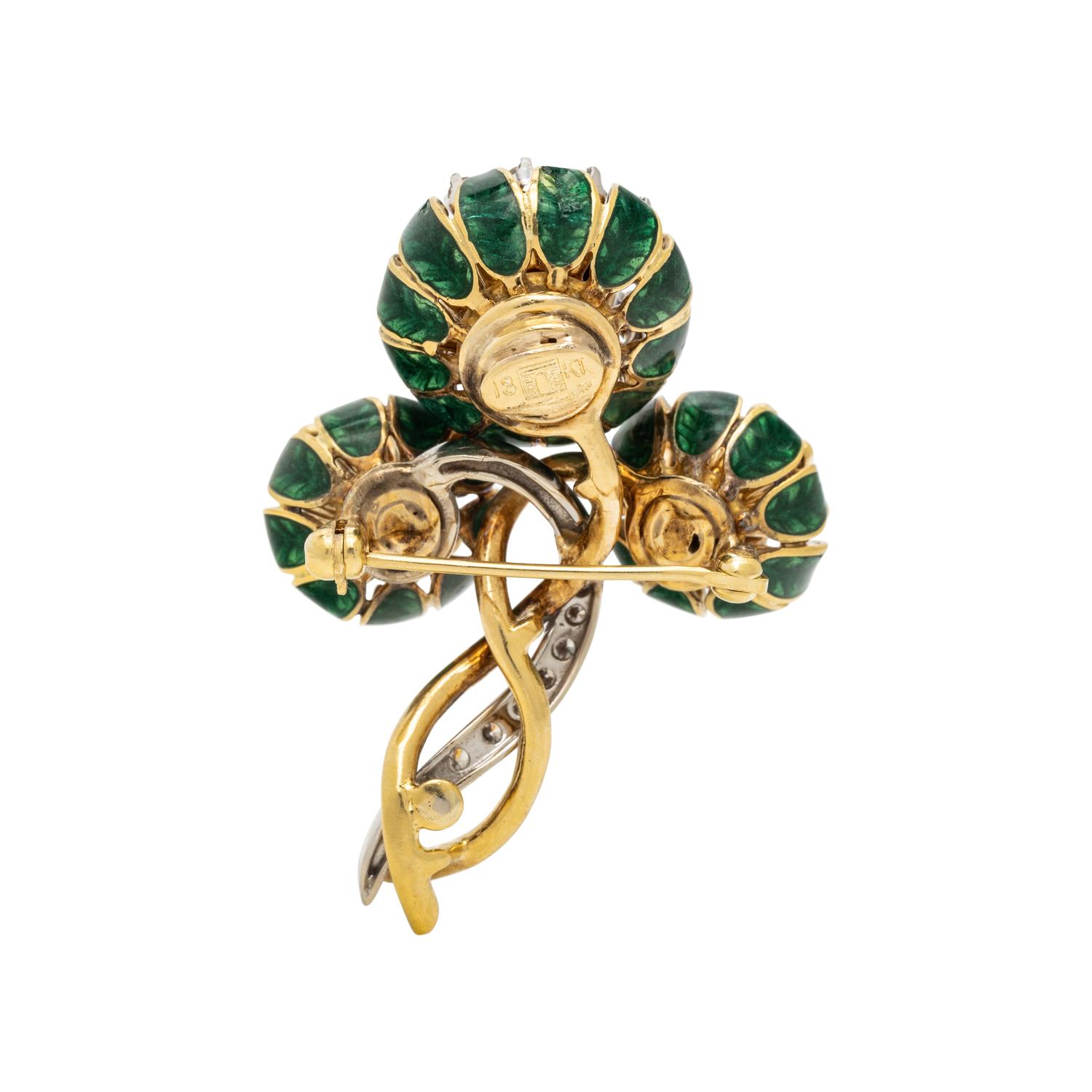 LA TRIOMPHE, BICOLOR GOLD, LAPIS LAZULI, DIAMOND AND ENAMEL BROOCH