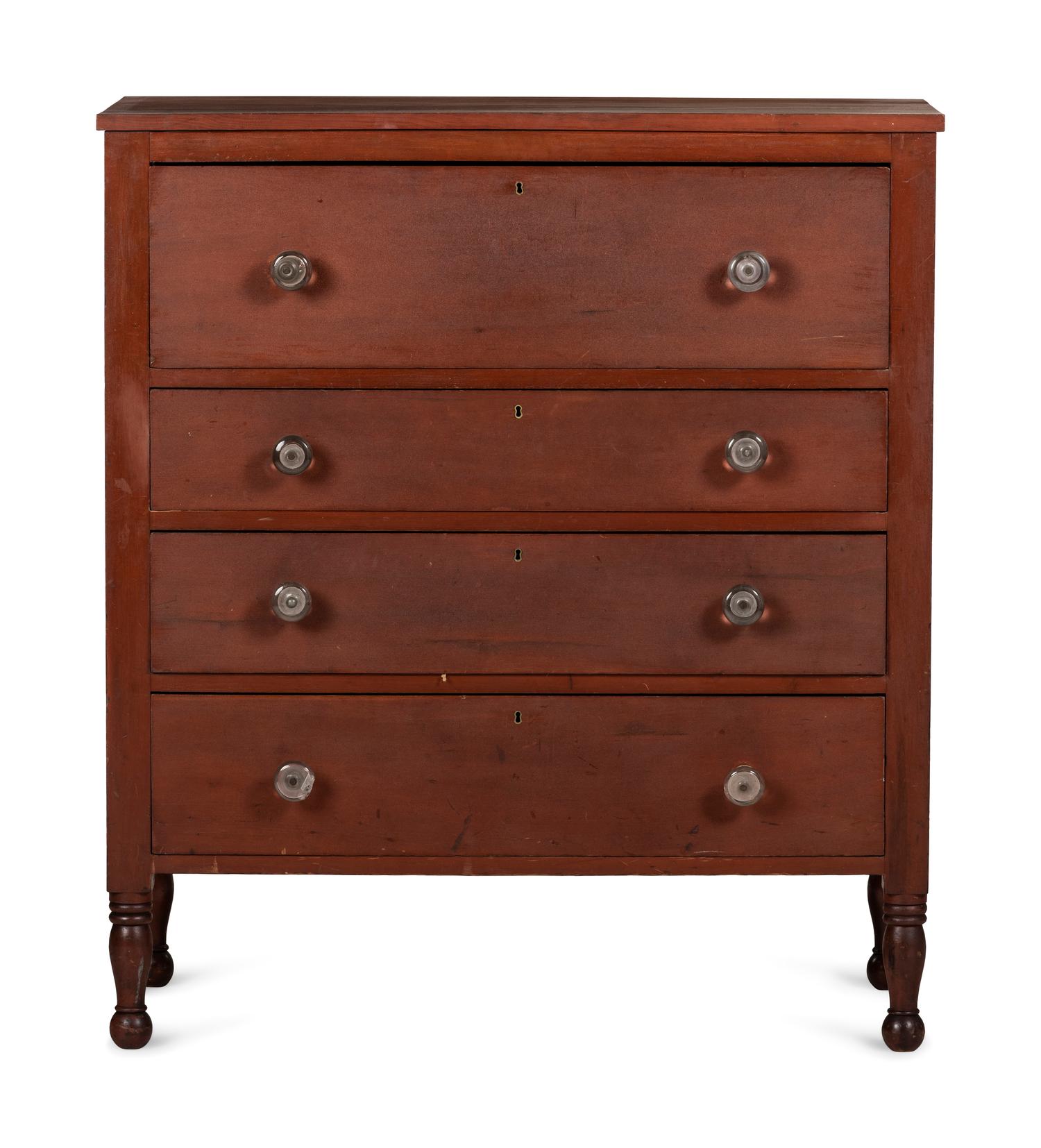 A Late Federal Red-Stained Cherrywood Chest of Drawers