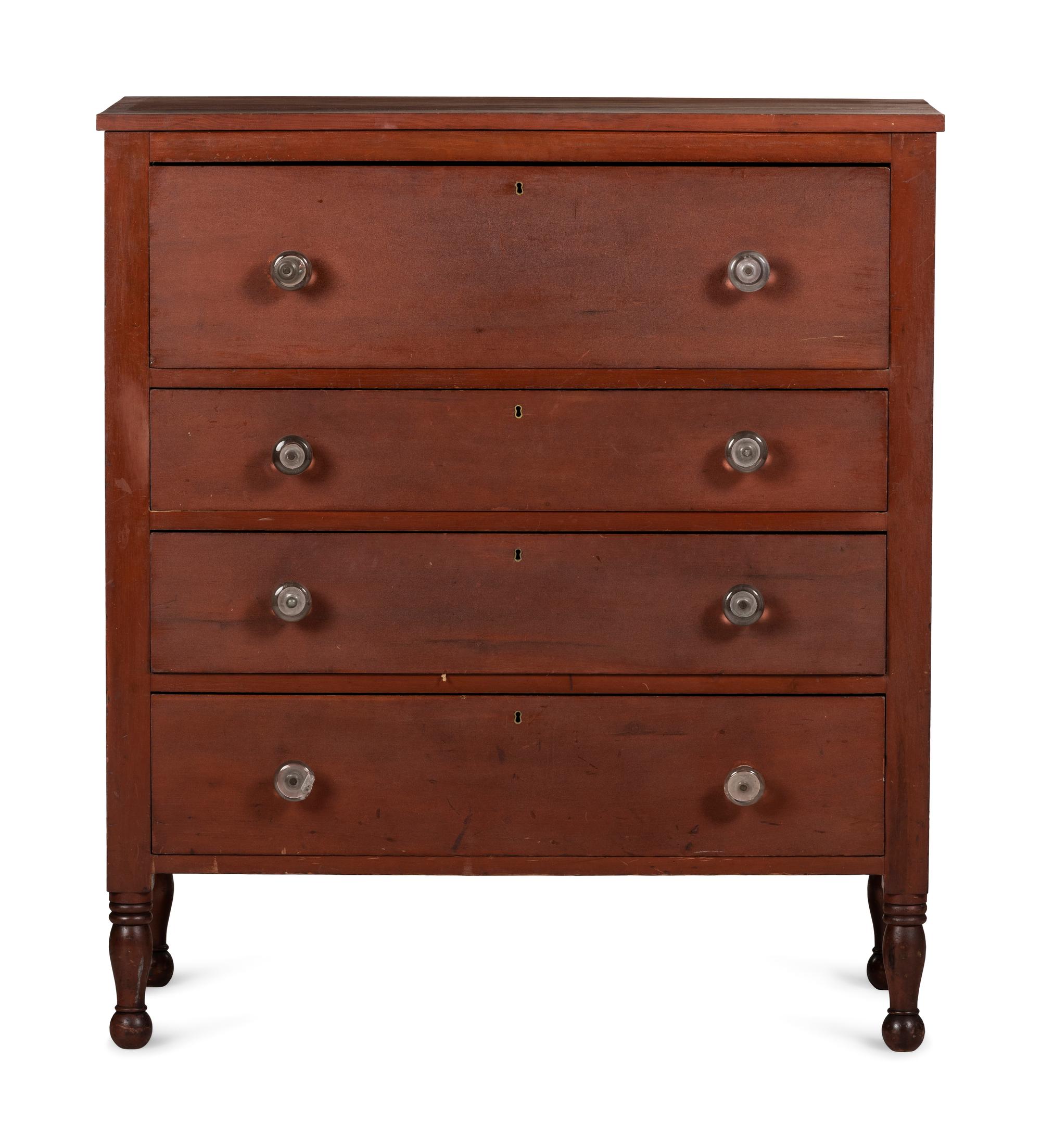A Late Federal Red-Stained Cherrywood Chest of Drawers