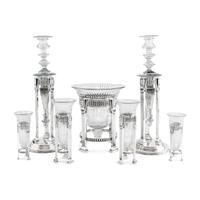 An Impressive American Silver and Cut-Glass Table Garniture