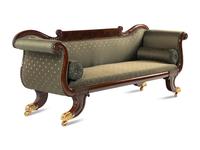 A Classical Carved and Figured Mahogany and Upholstered Sofa