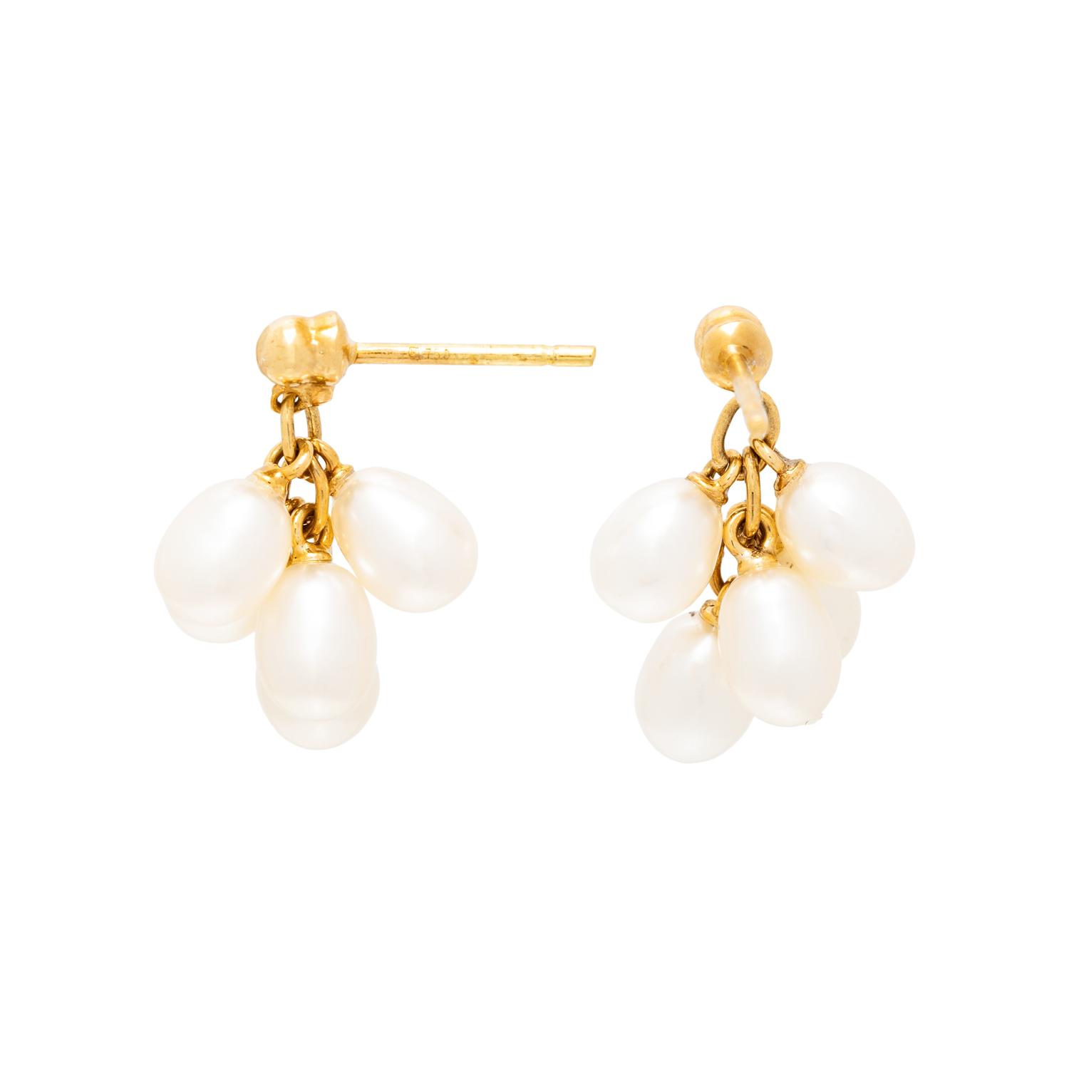 MIKIMOTO, YELLOW GOLD AND CULTURED PEARL EARRINGS