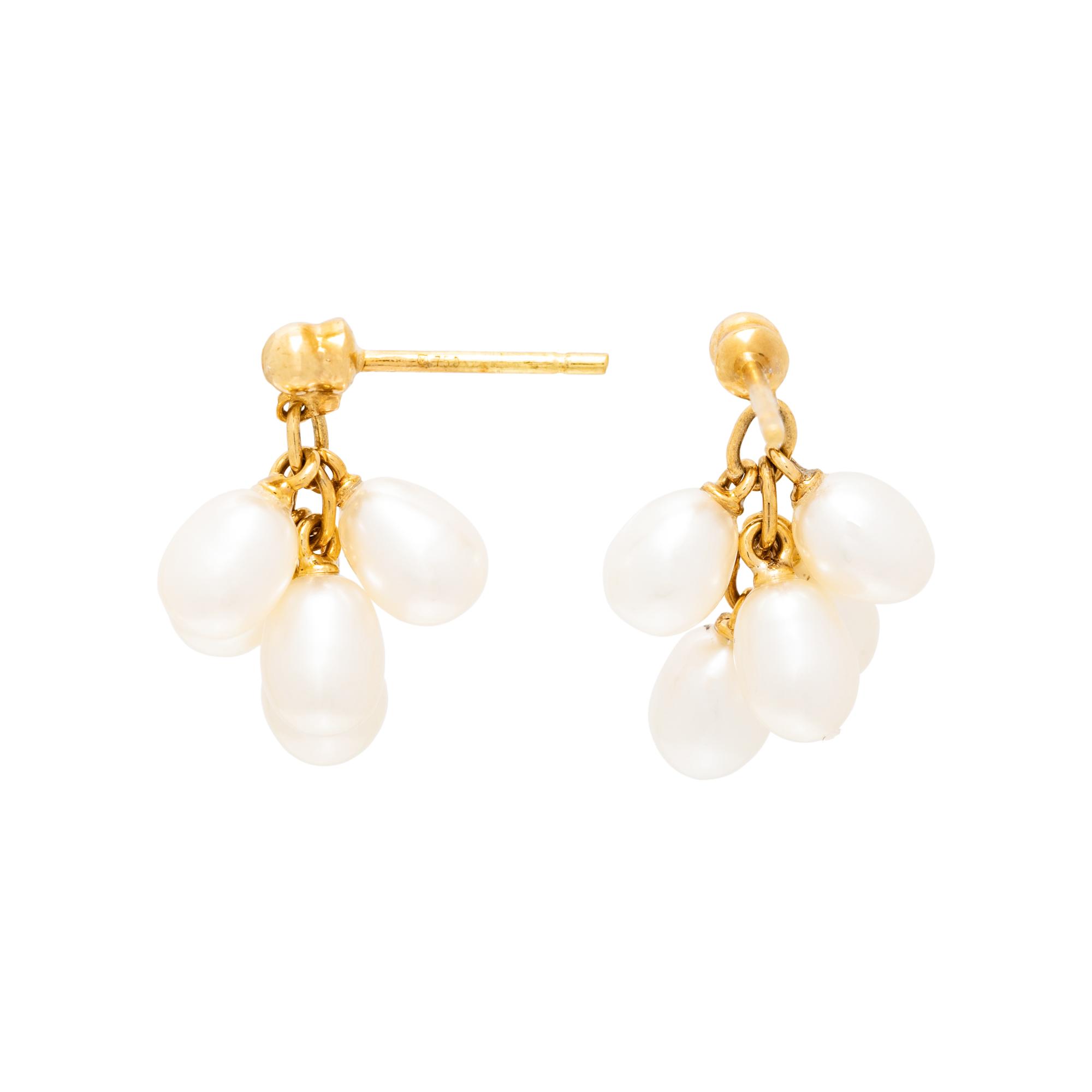 MIKIMOTO, YELLOW GOLD AND CULTURED PEARL EARRINGS