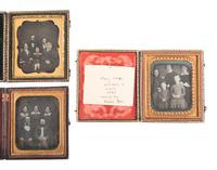 [EARLY PHOTOGRAPHY]. 4 daguerreotypes featuring groups of 5 or more people, incl. a fine half plate example by COLLINS.