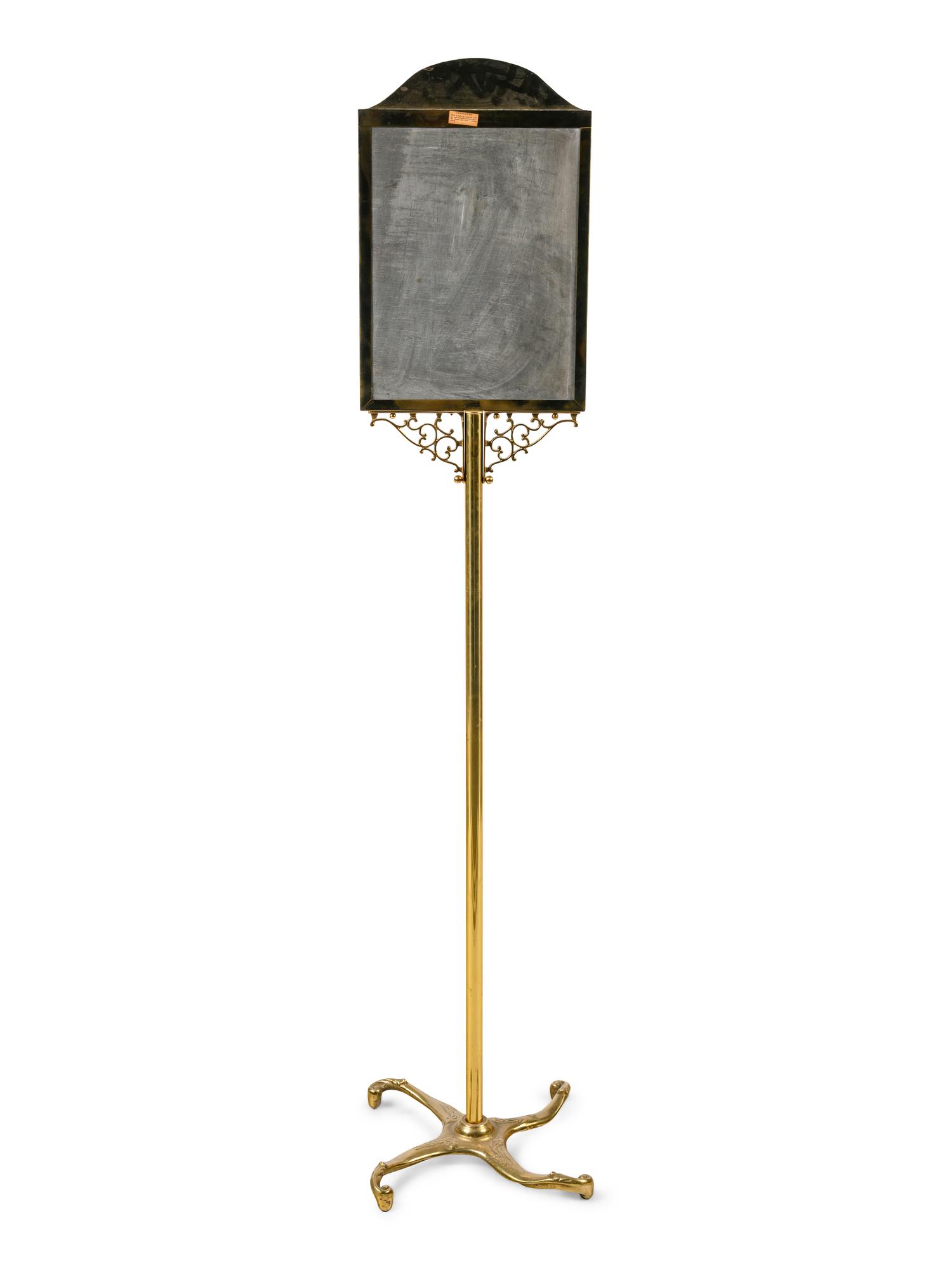 An American Cast Brass and Chalkboard Menu Stand