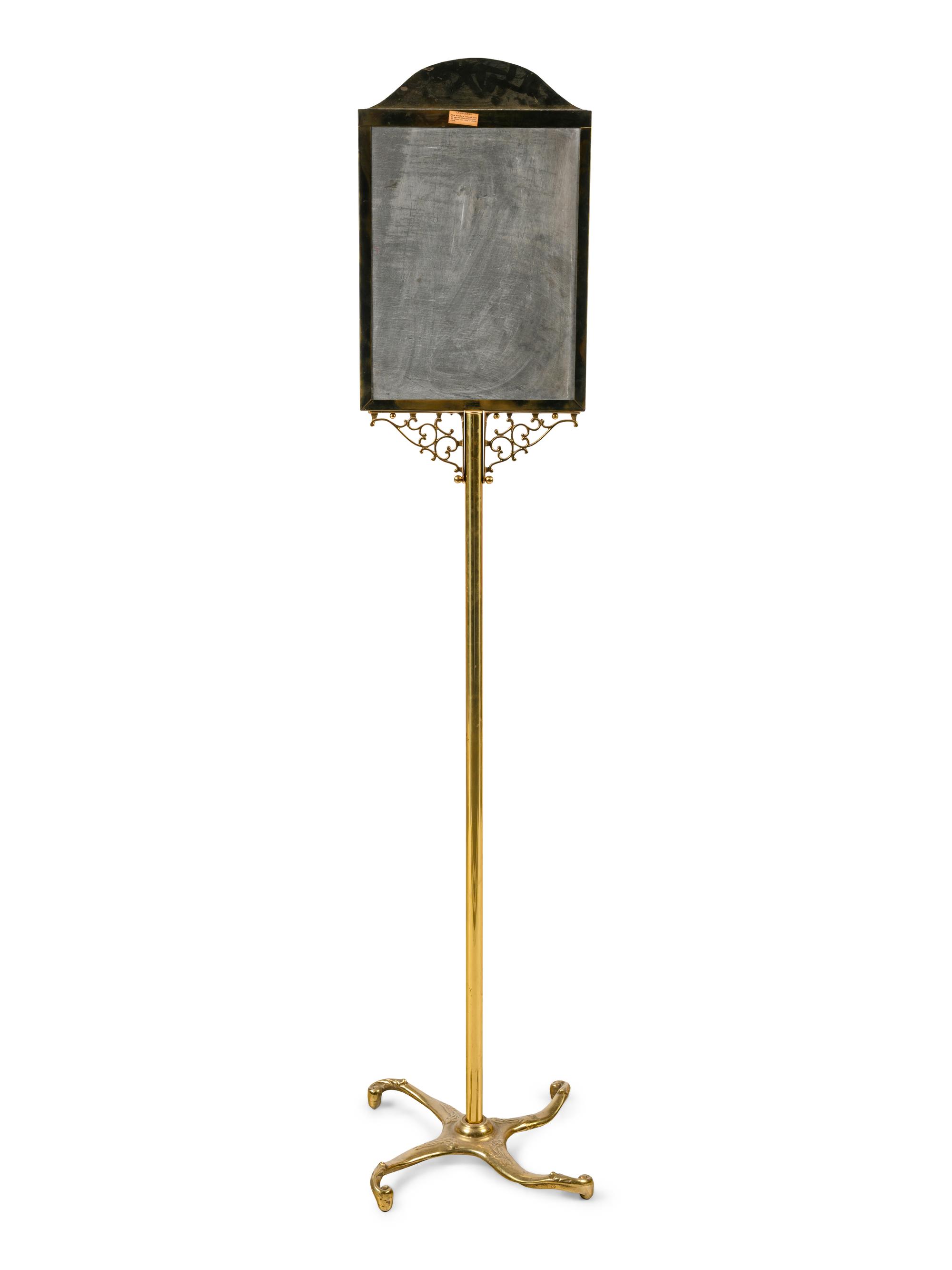 An American Cast Brass and Chalkboard Menu Stand