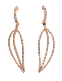 A Pair of 18 Karat Rose Gold and Diamond Leaf Motif Earrings, 2.30 dwts.