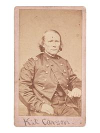 [CARSON, Christopher "Kit" (1809-1868)]. CDV of Christopher "Kit" Carson in uniform. Ca early 1860s.