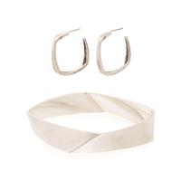 TIFFANY & CO., FRANK GEHRY, STERLING SILVER 'TORQUE' BANGLE BRACELET AND EARRINGS