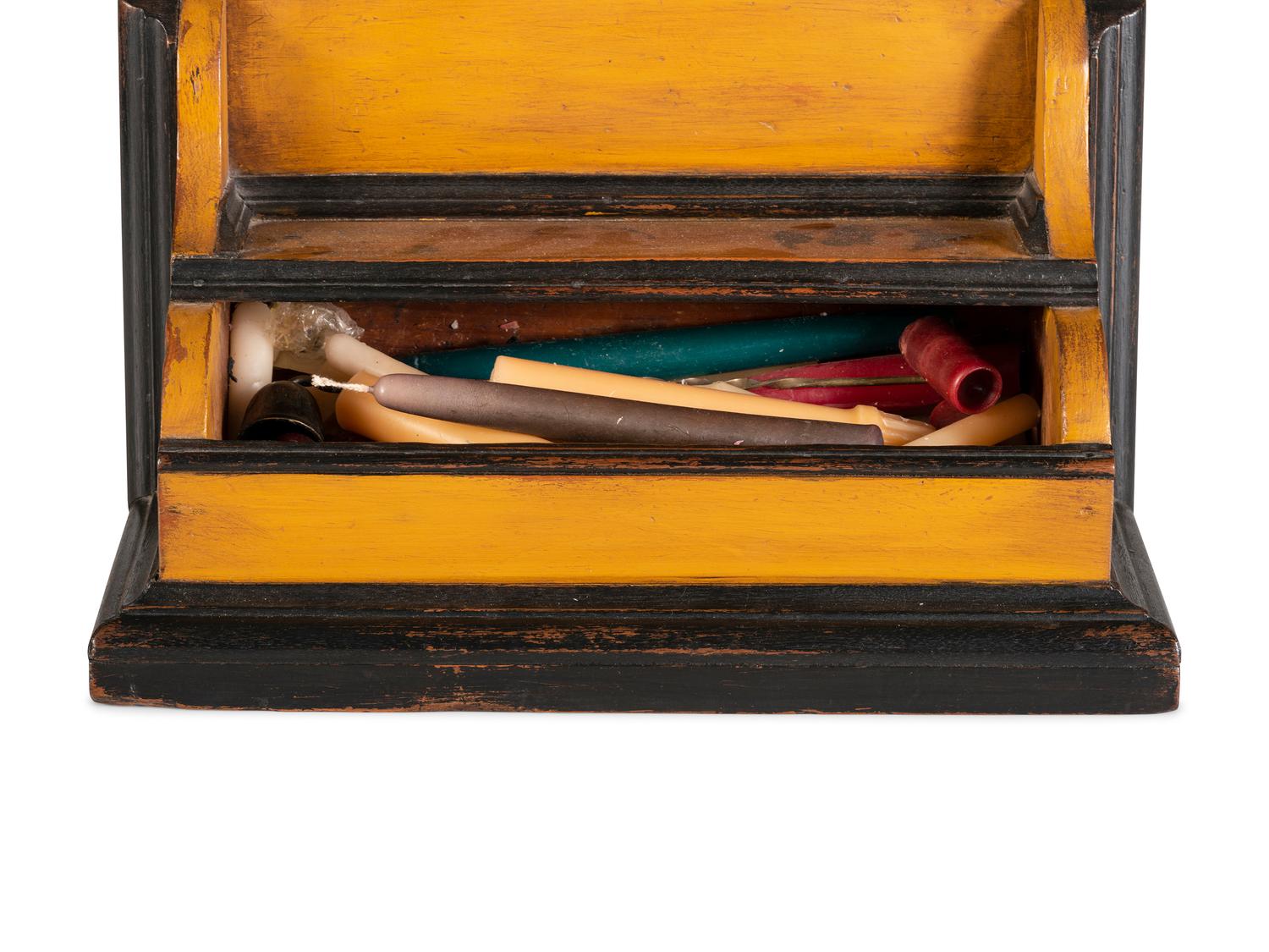A Carved and Painted Hanging Candle Box and a Spoon Box