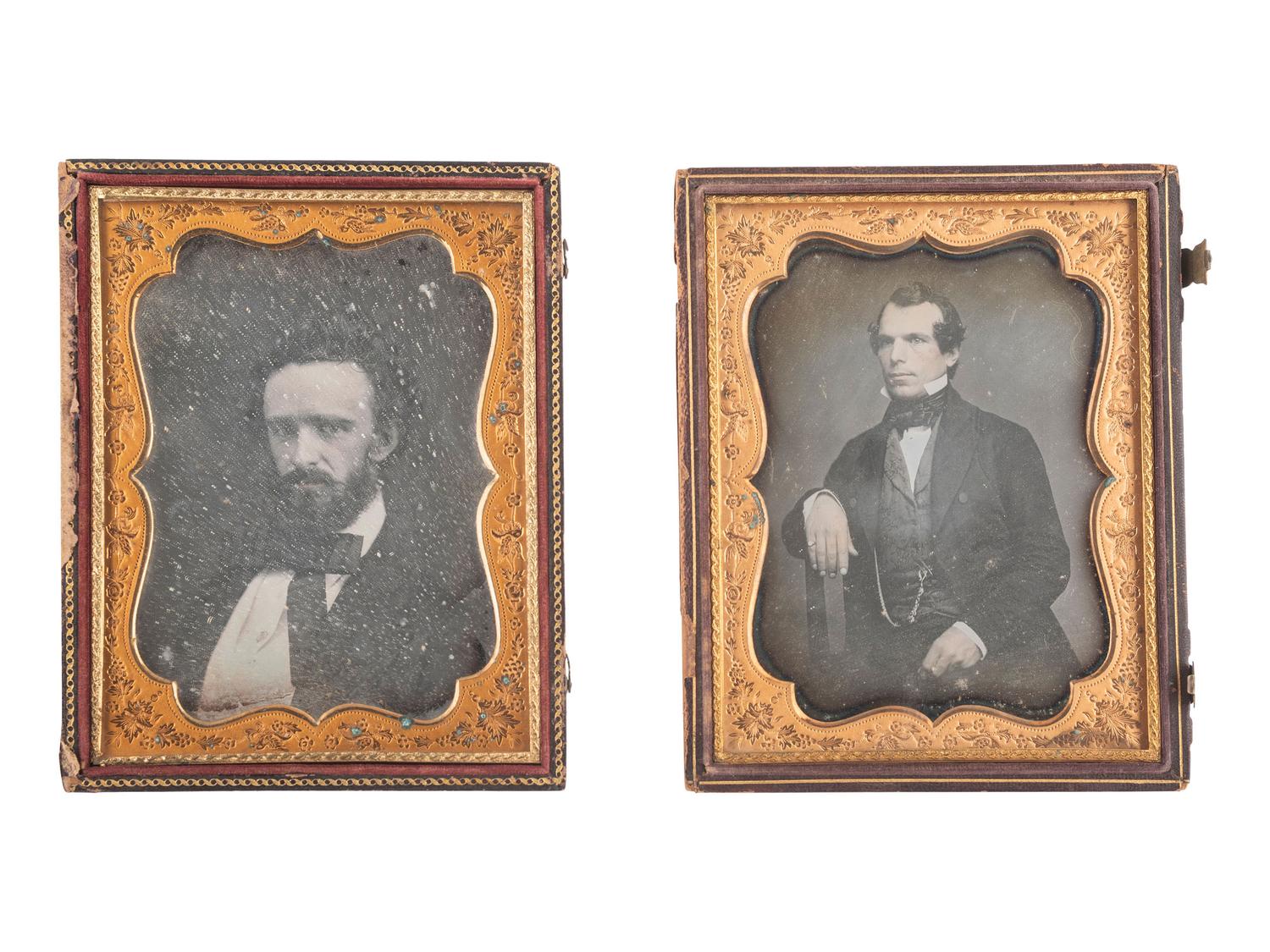 [EARLY PHOTOGRAPHY]. 13 half plate daguerreotypes of men of varying ages.
