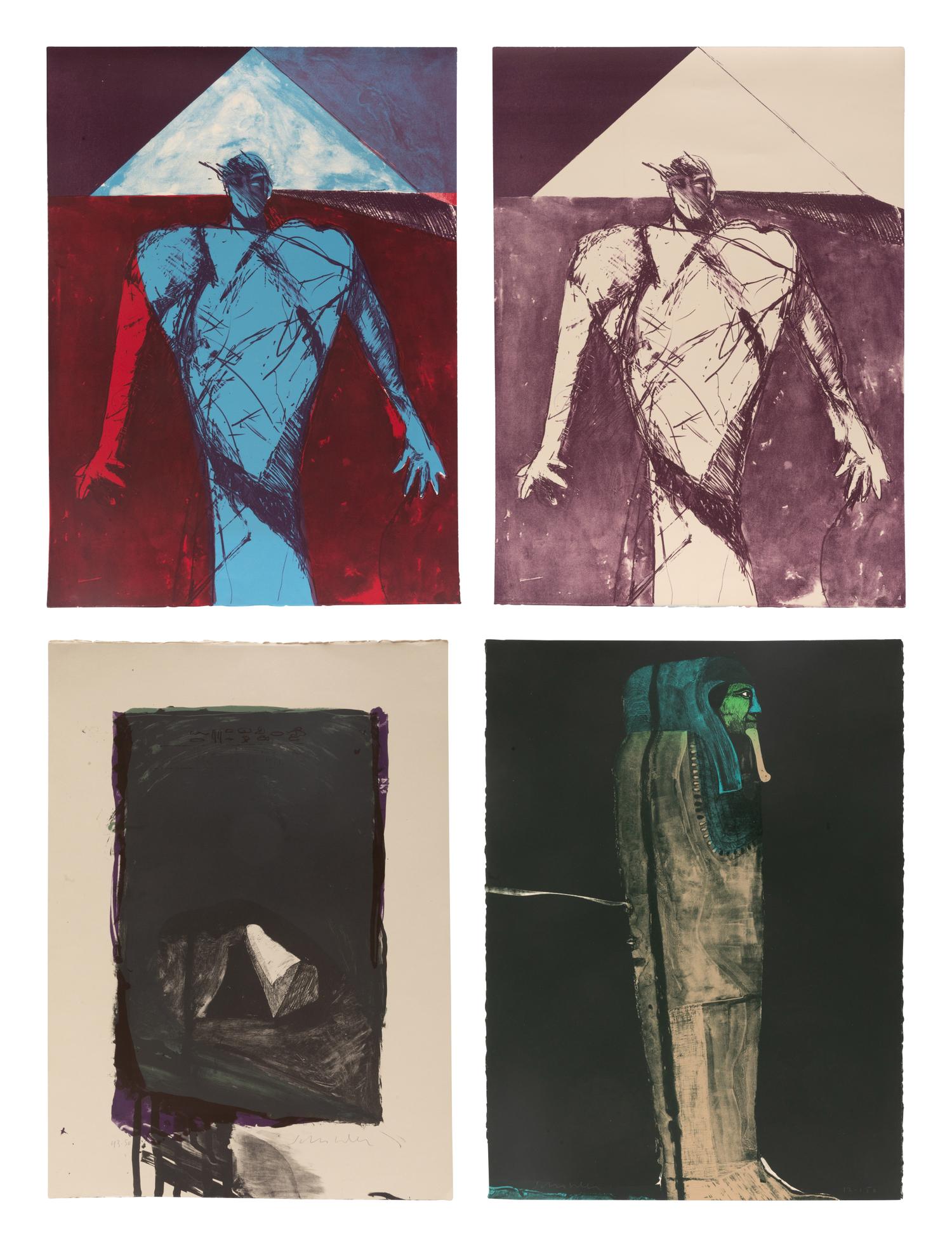 Three Works: The Sarcophagus (State I) , edition 12/150; First Mystery, edition 43/50; Action Shaman, double-sided test proof (unsigned)