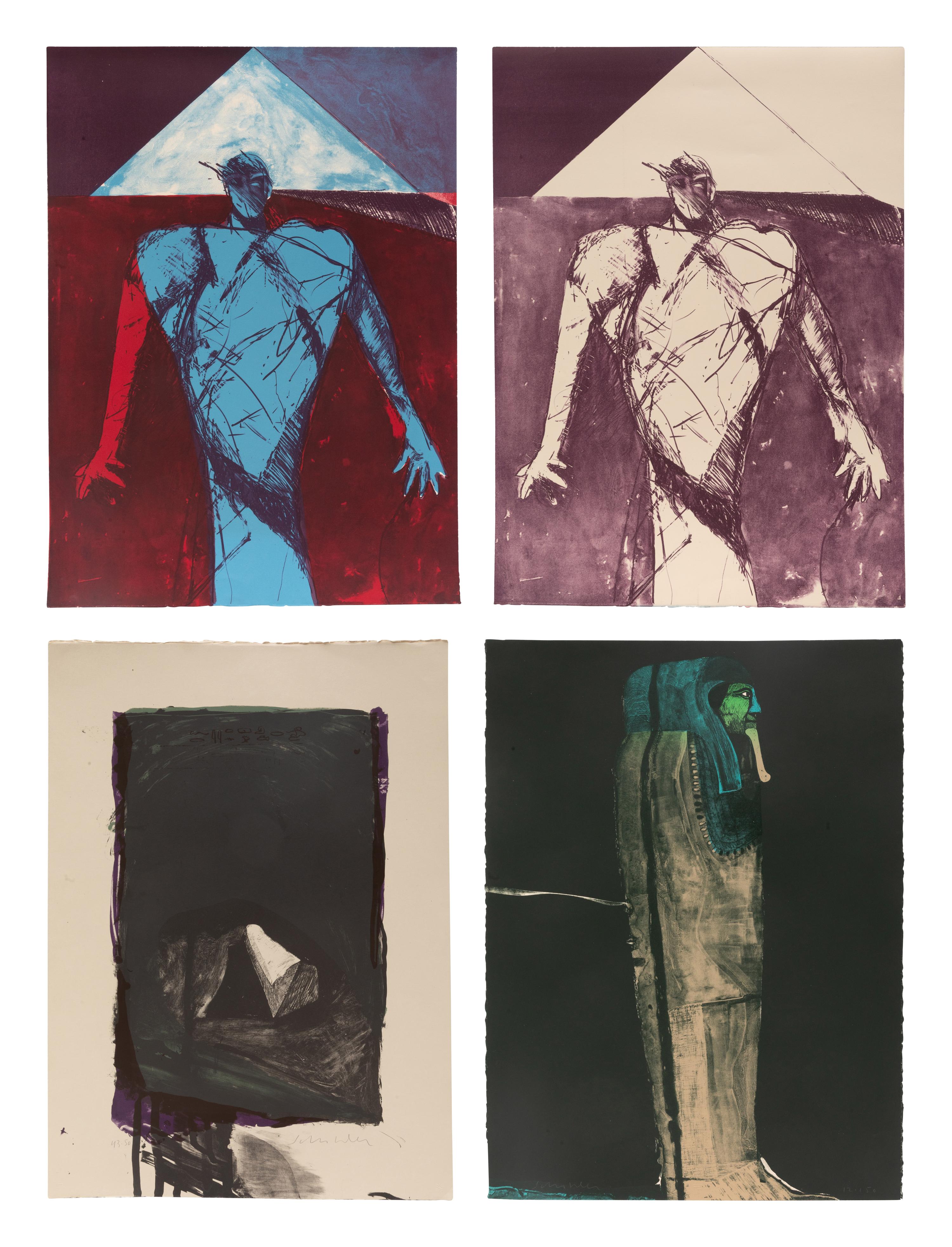 Three Works: The Sarcophagus (State I) , edition 12/150; First Mystery, edition 43/50; Action Shaman, double-sided test proof (unsigned)