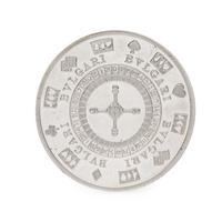 BVLGARI, PAIR OF STERLING SILVER AND GILT DICE AND POKER CHIP
