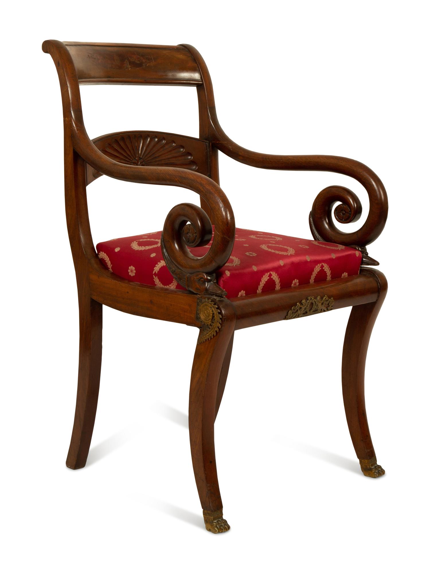 A French Empire Style Mahogany Fauteuil de Bureau — LATE 19TH CENTURY