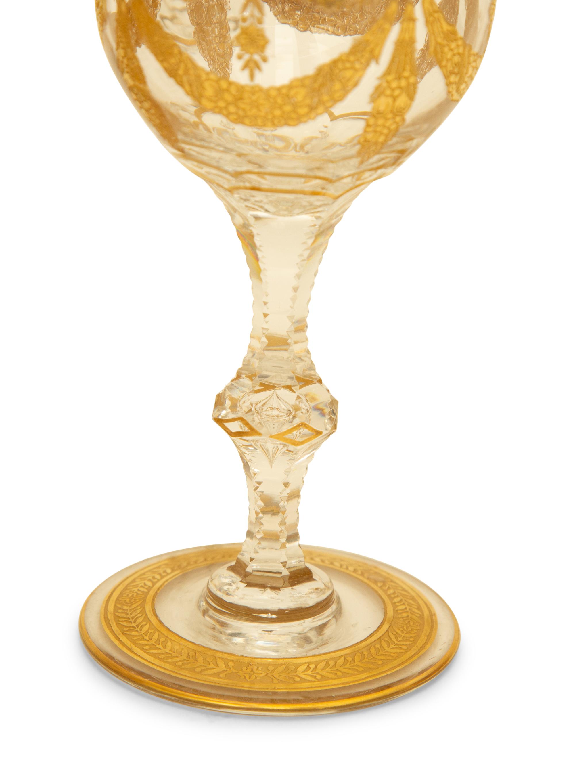 A St. Louis Congress Gilt Decorated Glass Stemware Service