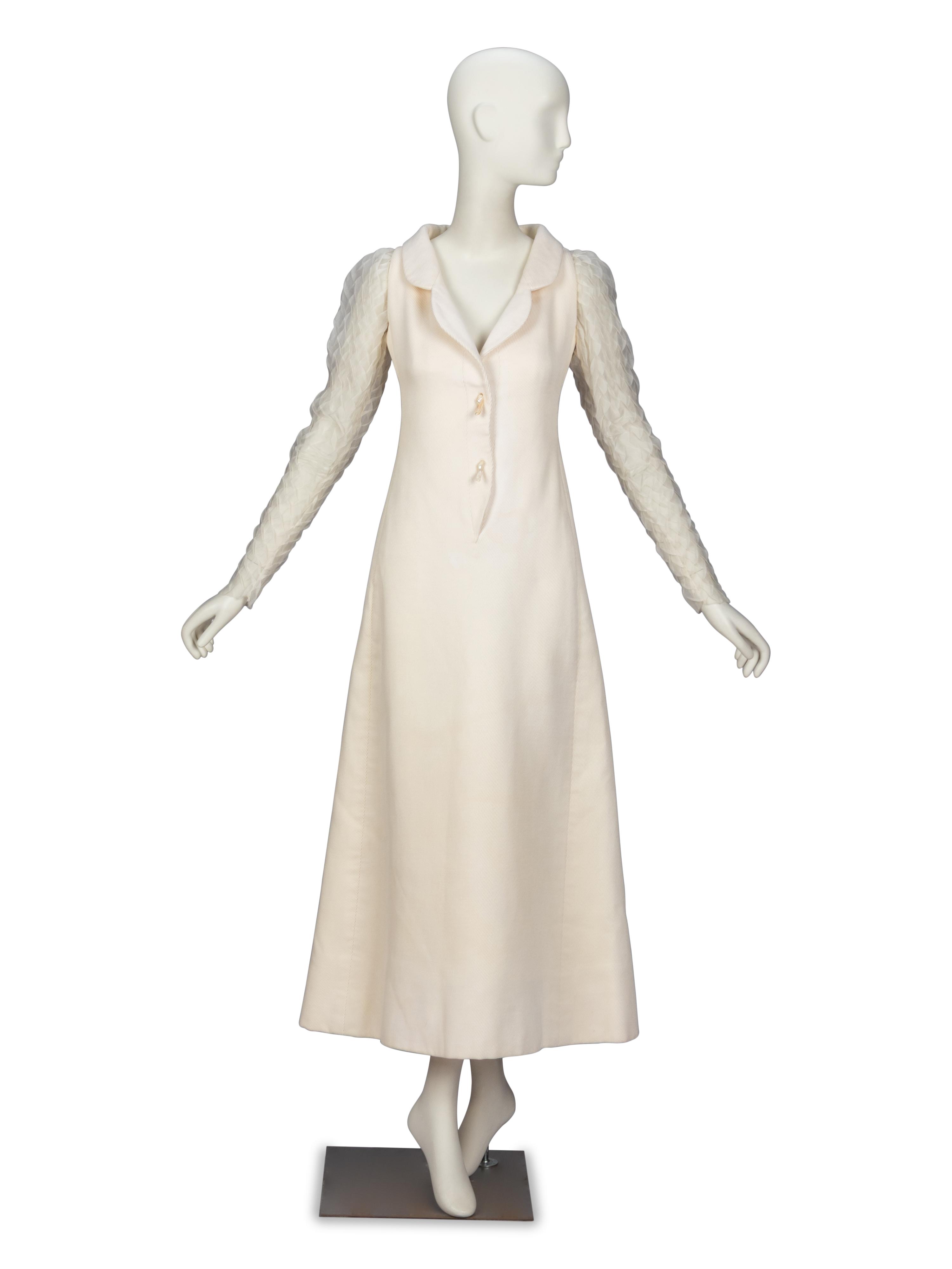 Galanos, Pleated-Sleeve & Whipcord Dress