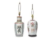 Two Chinese "Heros" Vases, Mounted as Lamps, The Porcelain 19th to 20th Century