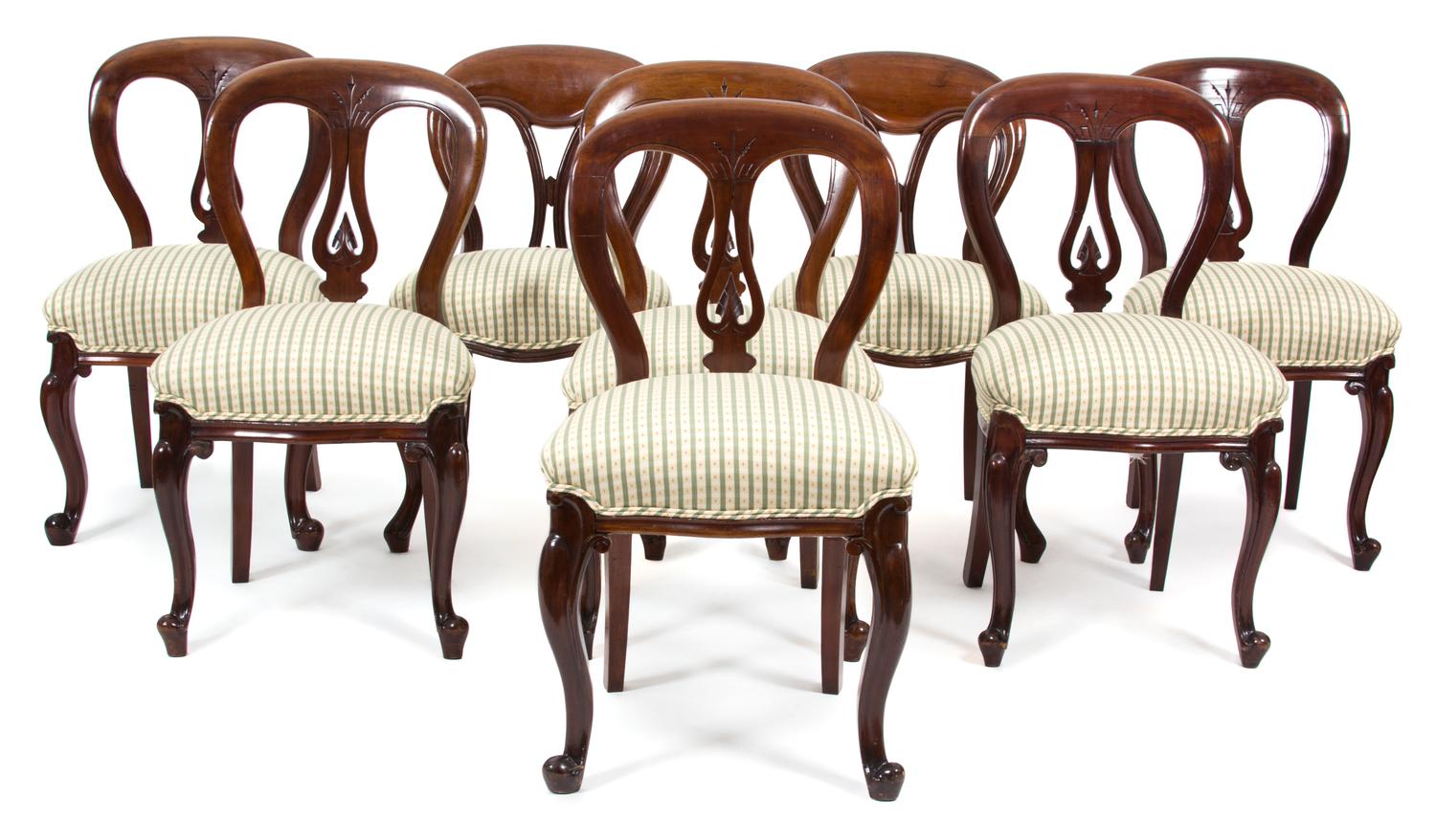 Eight Louis Philippe Style Balloon Back Chairs Height 34 1/2 inches. — 20TH CENTURY
