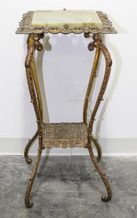 A Victorian Brass and Onyx Pedestal Table Height 31 x width 14 1/4 x depth 14 1/4 inches. — 19TH/20TH CENTURY