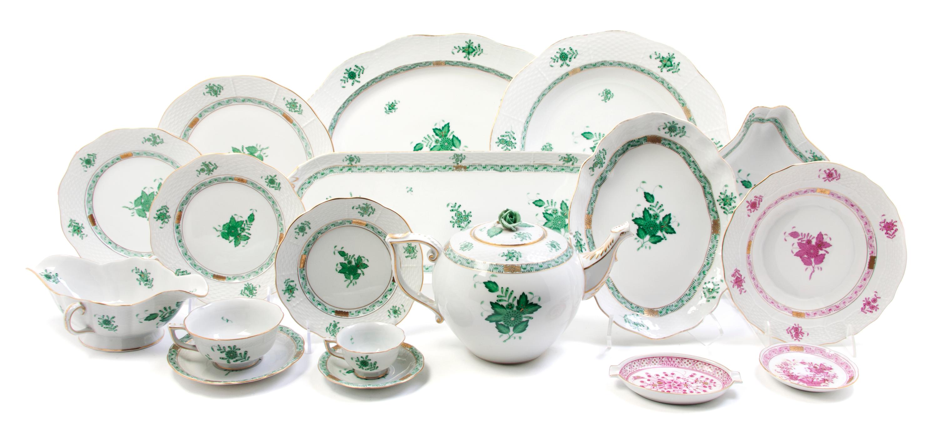 A Herend Porcelain Partial Dinnerware Service, Length of largest platter 19 inches.