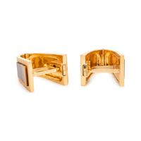 YELLOW GOLD AND TIGER'S EYE CUFFINKS