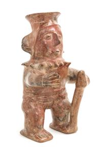 A Mexican Colima Polished Earthenware Figure of a Female. Height 10 1/2 x width 6 x depth 6 inches.
