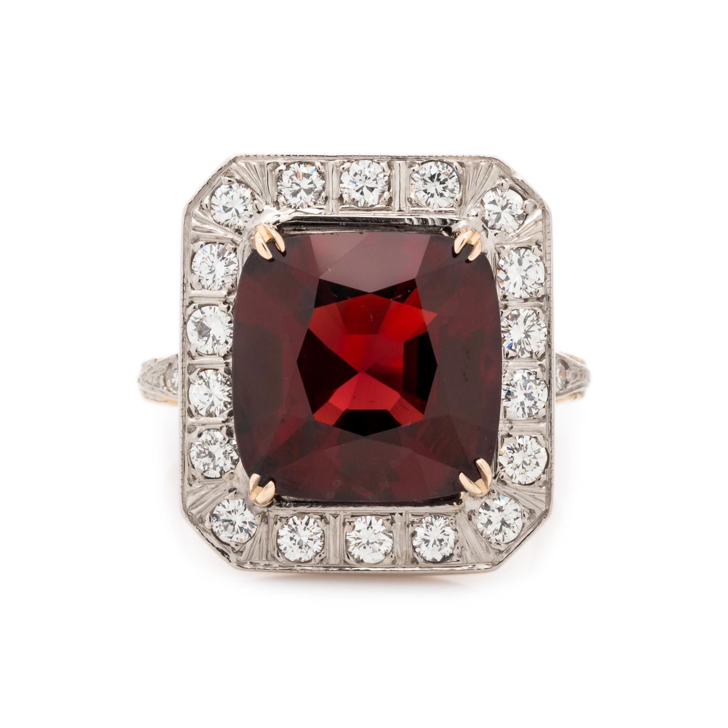 SPINEL AND DIAMOND RING