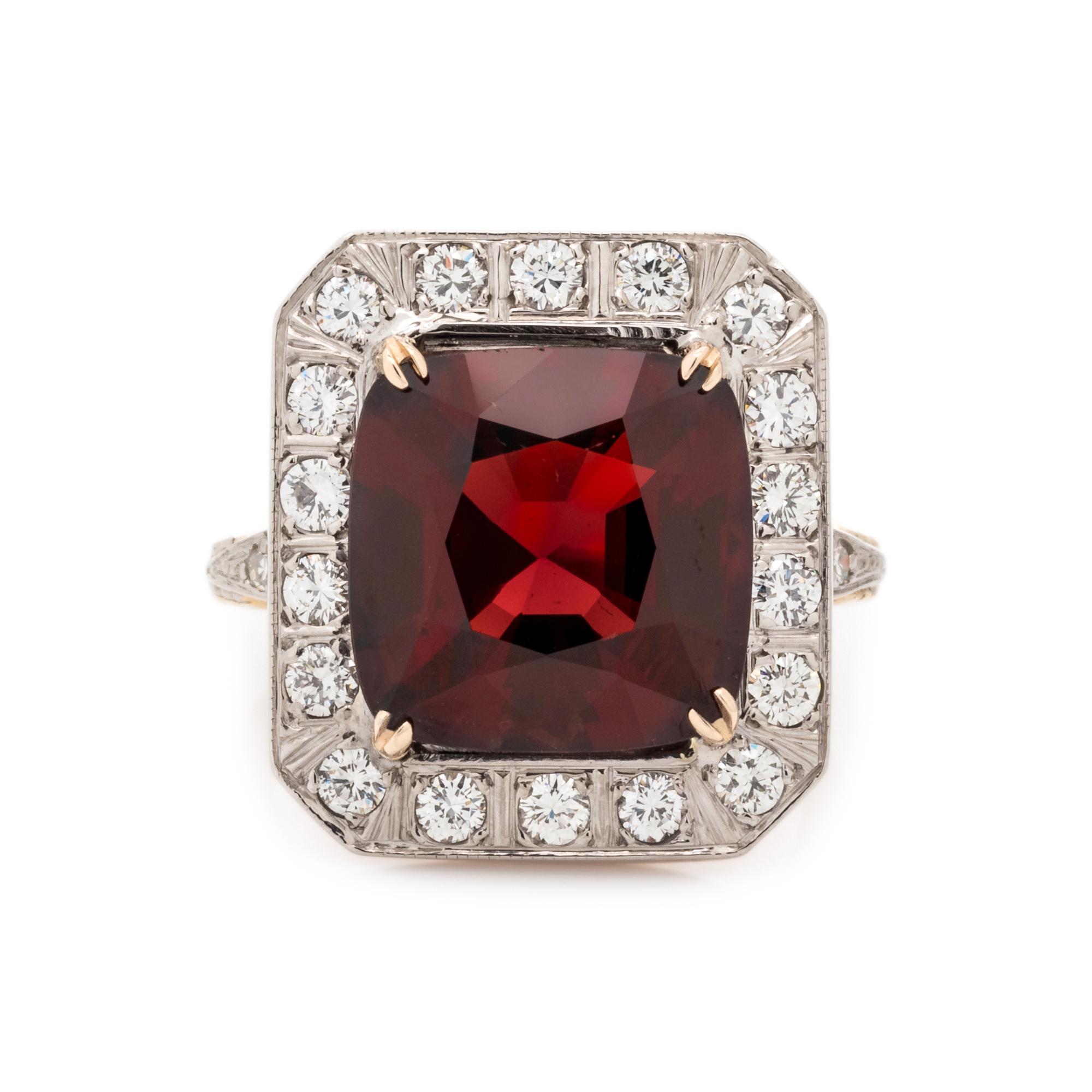 SPINEL AND DIAMOND RING