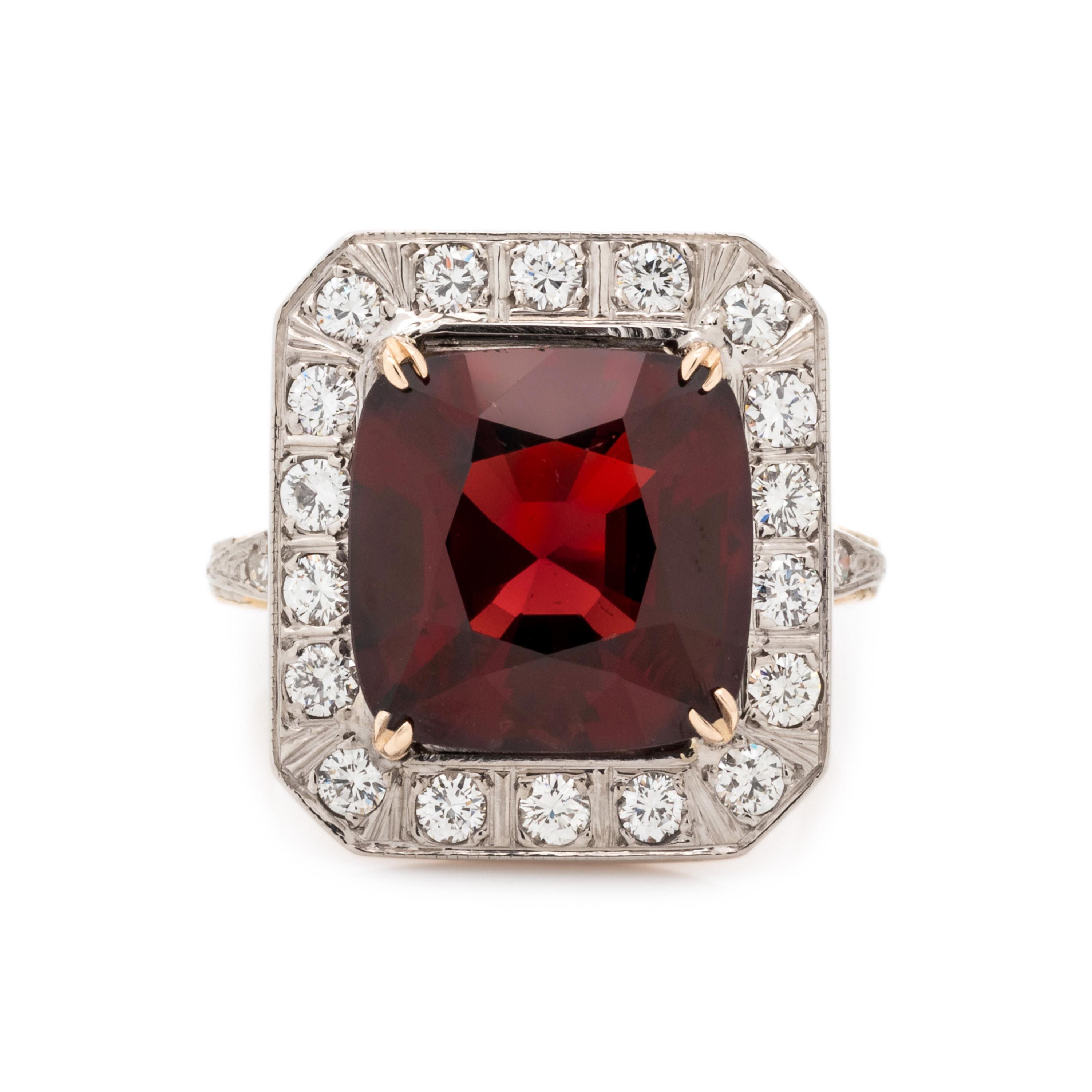 SPINEL AND DIAMOND RING