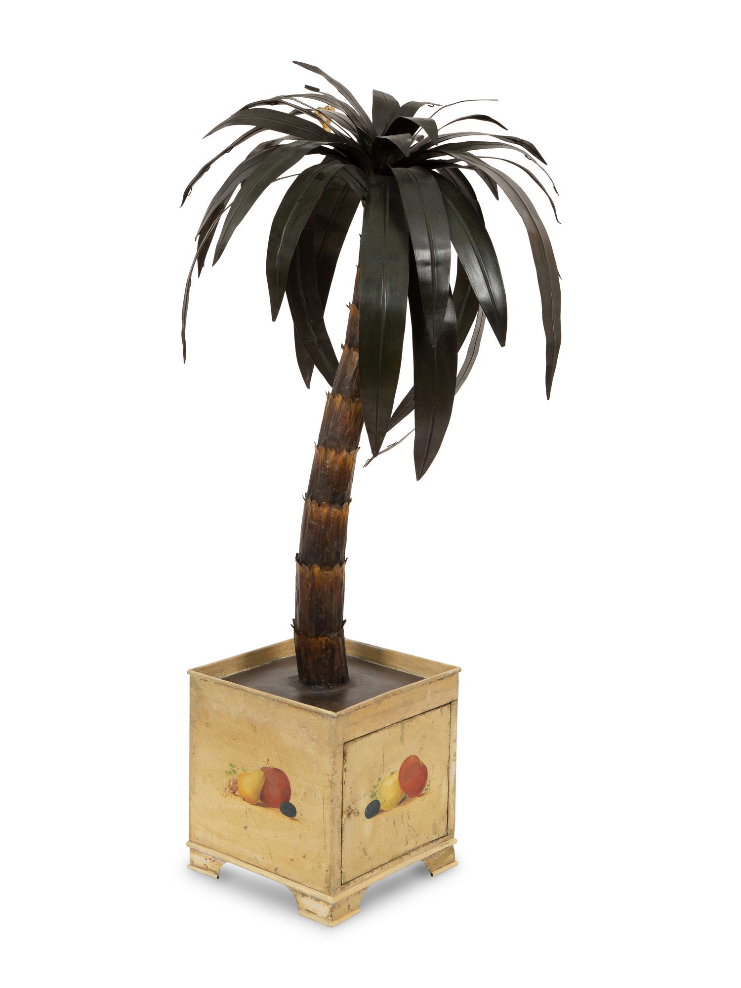 A Tole Peinte Palm Form Topiary