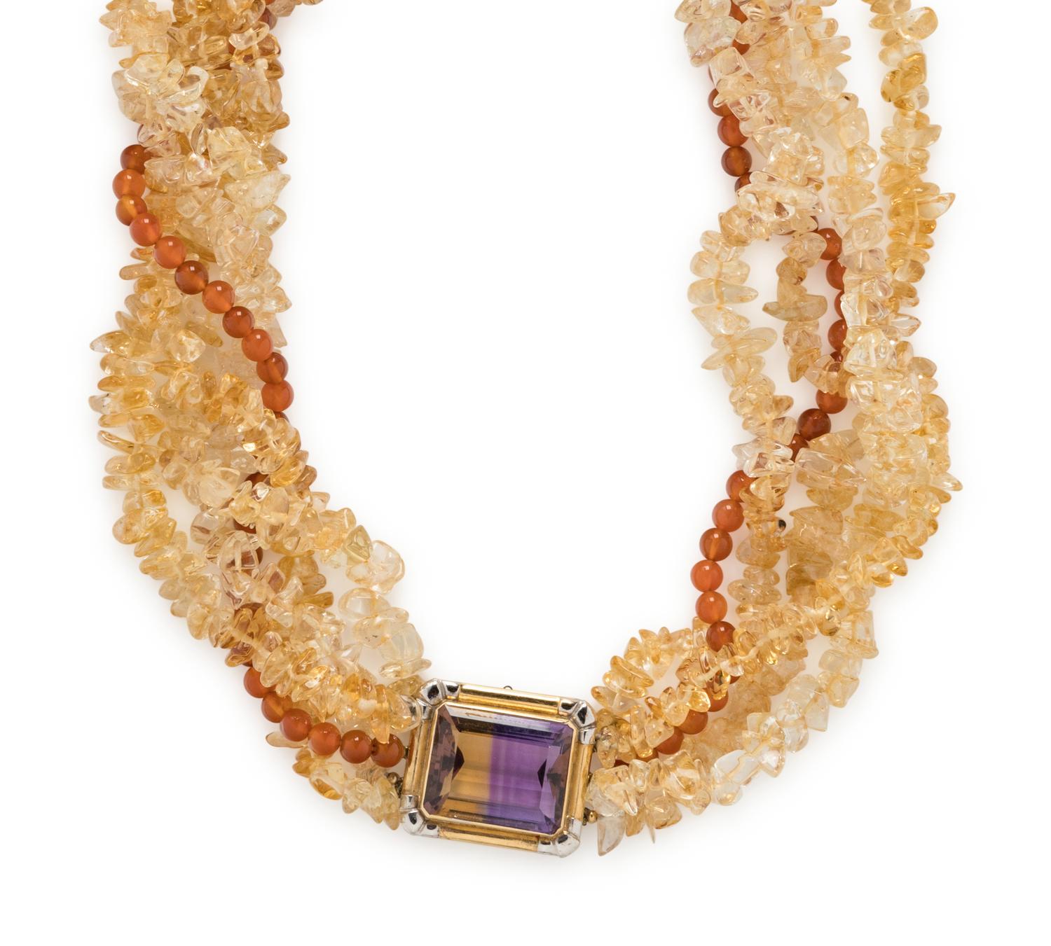 AMETRINE, CITRINE, AND CARNELIAN NECKLACE