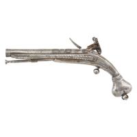 Scottish Steel Heart Butt Flintlock Pistol marked I M