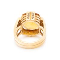 CITRINE, DIAMOND, AND YELLOW GOLD RING