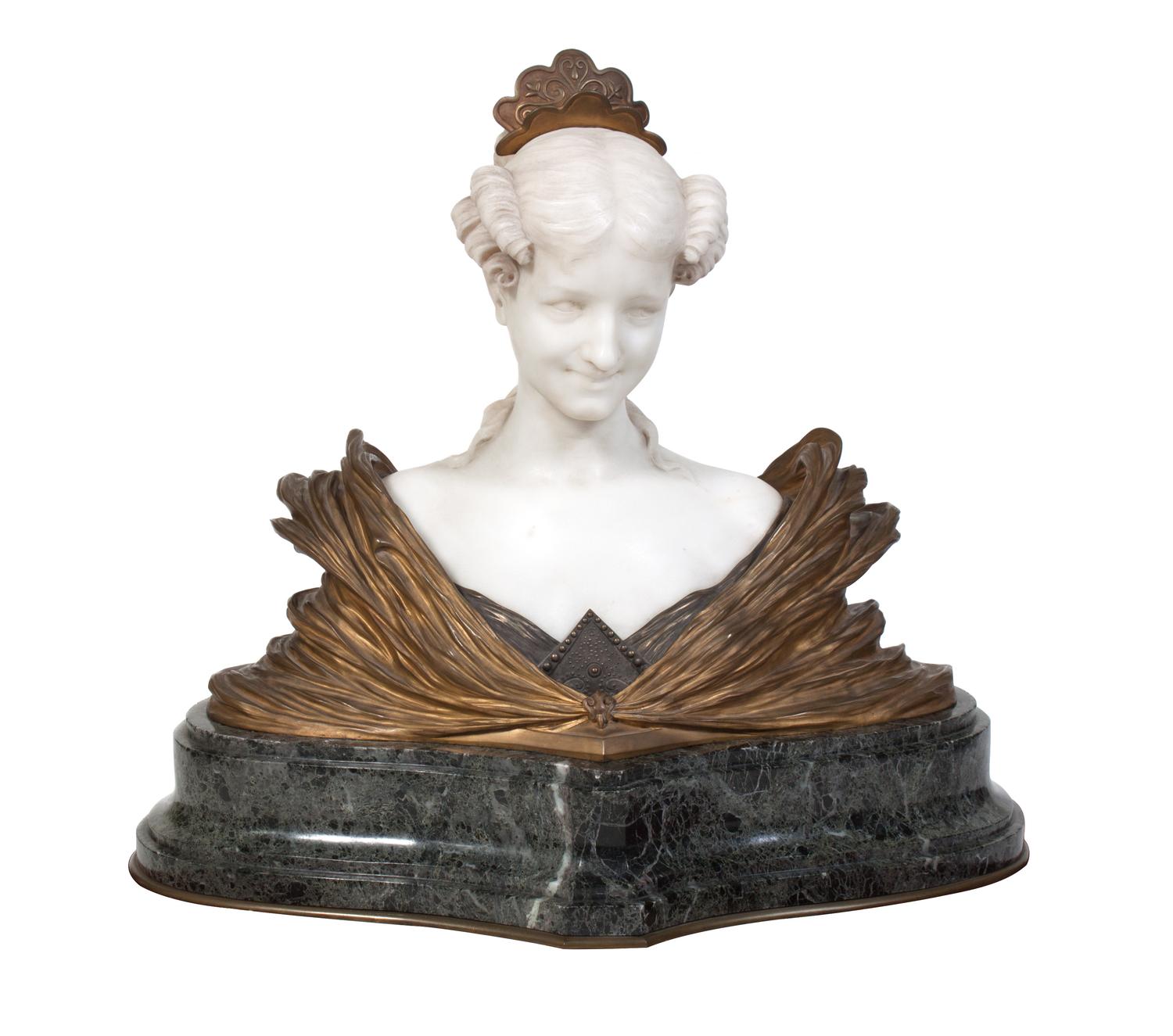 A French Gilt Bronze and Marble Bust Height 24 3/4 inches. — DOMINIQUE ALONZO, EARLY 20TH CENTURY