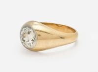 A 14K Yellow Gold and Diamond Men's Ring