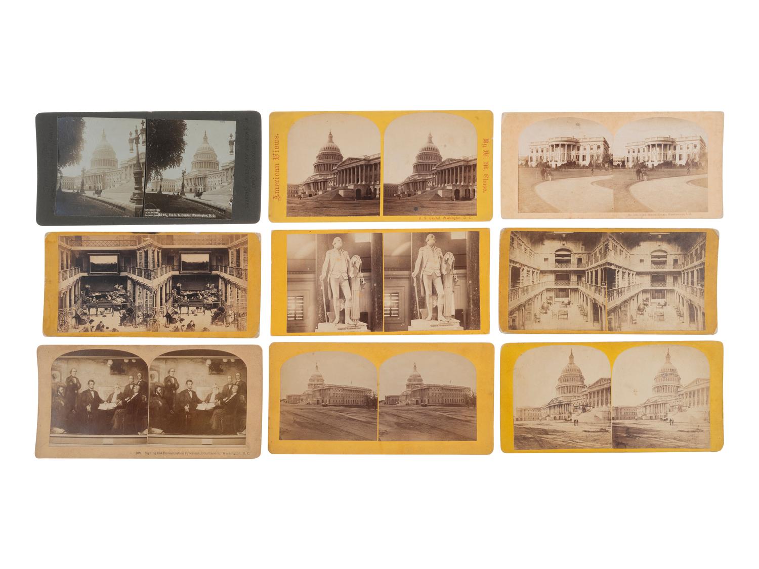 [EARLY PHOTOGRAPHY]. 80 stereoviews of Washington, DC, politicians & parades incl. GAR Grand Review.