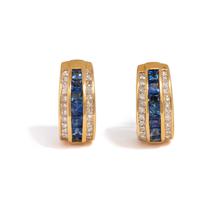 YELLOW GOLD, SAPPHIRE AND DIAMOND CLIP EARRINGS