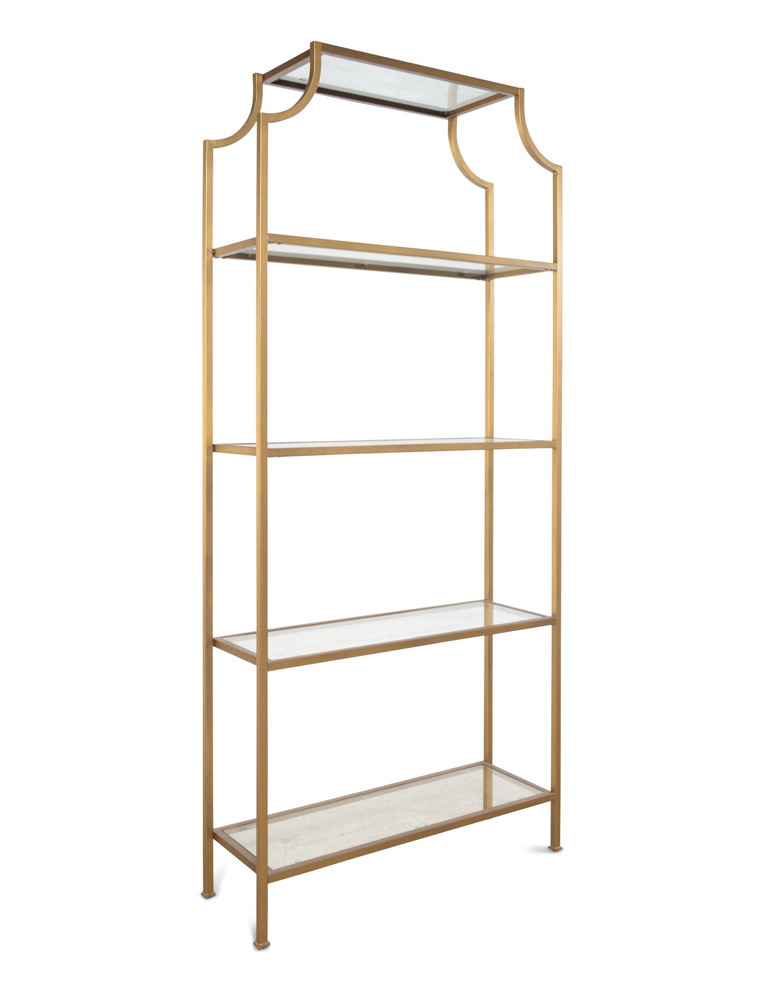 A Pair of Contemporary Brass and Glass Étagères