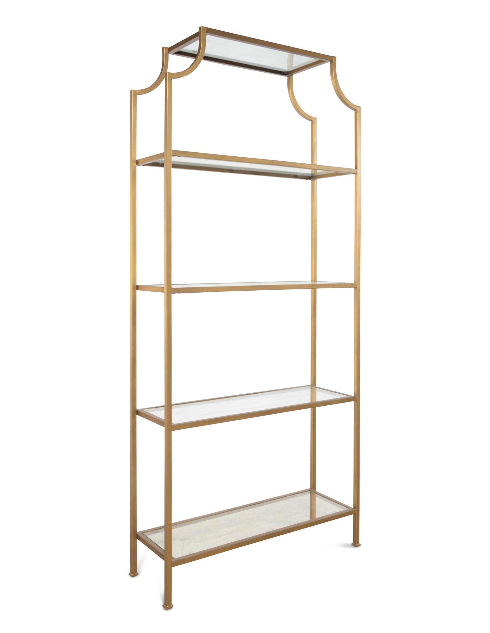 A Pair of Contemporary Brass and Glass Étagères