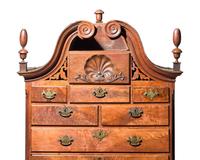 A Rare Chippendale Carved Walnut Chest-on-Chest, Carving Attributed to the Wilkinson-Harding Group, Philadelphia, PA, Circa 1745
