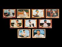 A Group of Nine 1955 Bowman Baseball Cards (Including Willie Mays, Ernie Banks, Eddie Mathews, Roy Campanella, Al Kaline and Phil Rizzuto),