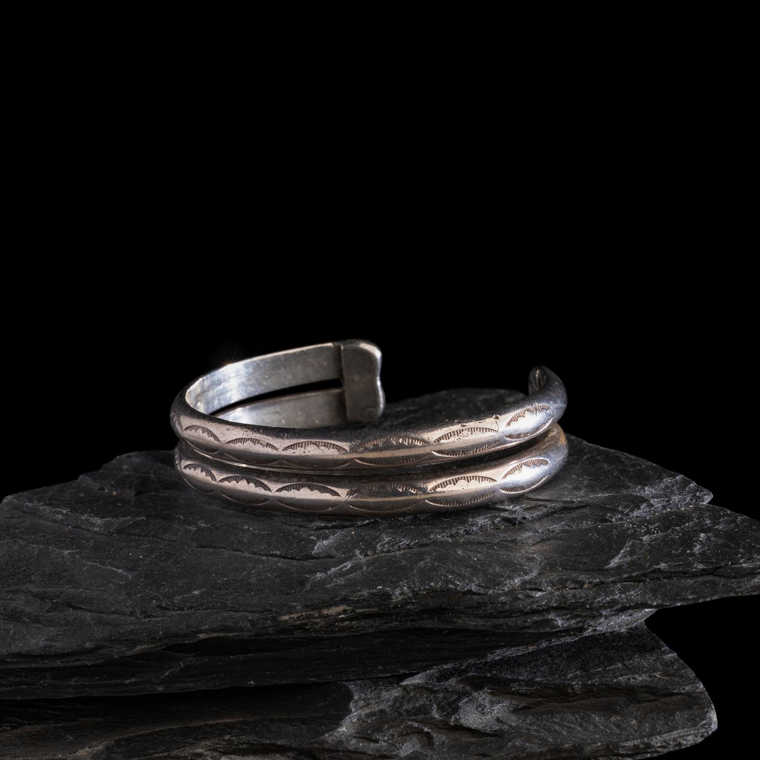 Navajo Stamped Double Bangle Ingot Cuff Bracelet