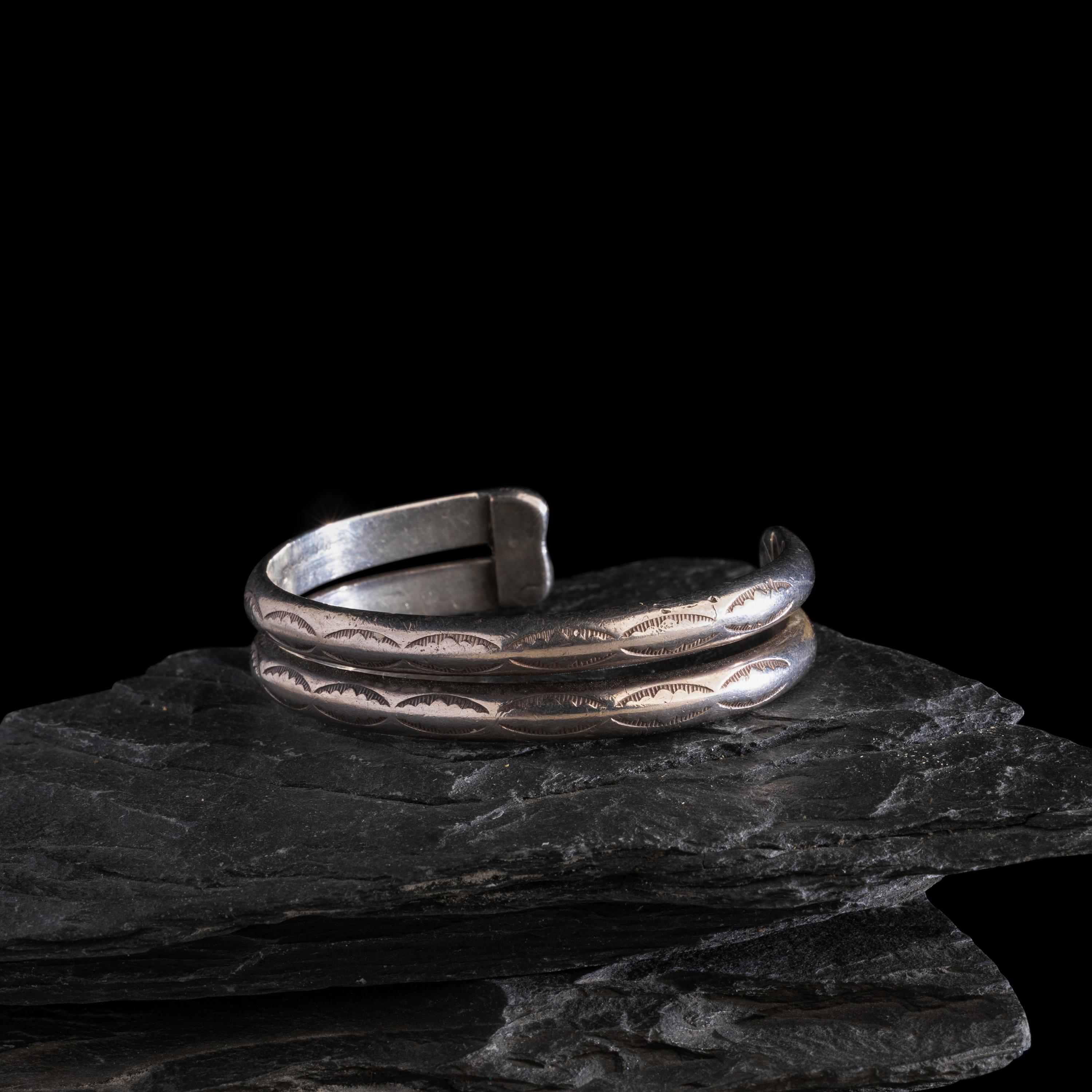Navajo Stamped Double Bangle Ingot Cuff Bracelet