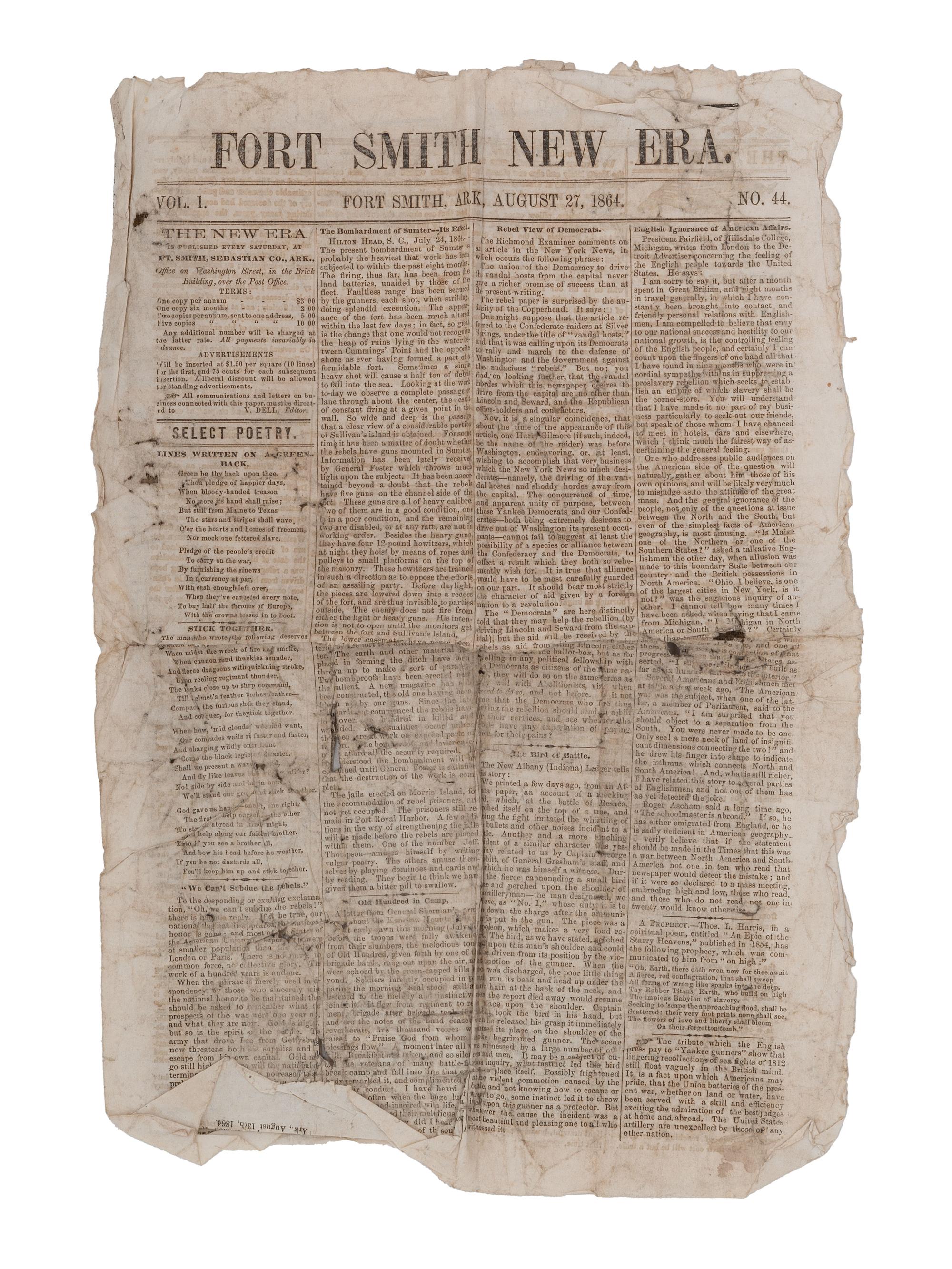 [CIVIL WAR]. 11th U.S. Colored Troops archive, Fort Smith, Arkansas.