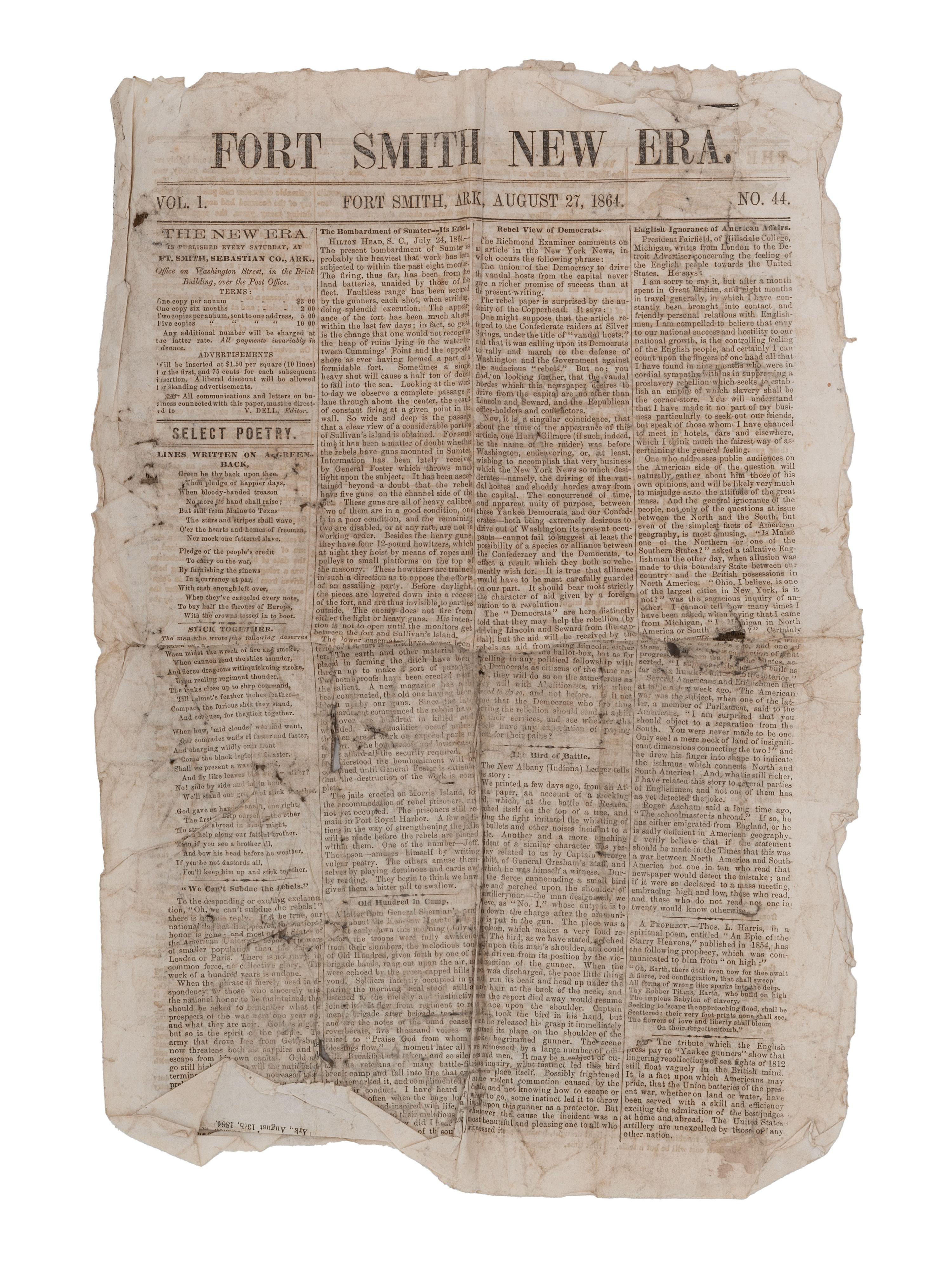 [CIVIL WAR]. 11th U.S. Colored Troops archive, Fort Smith, Arkansas.