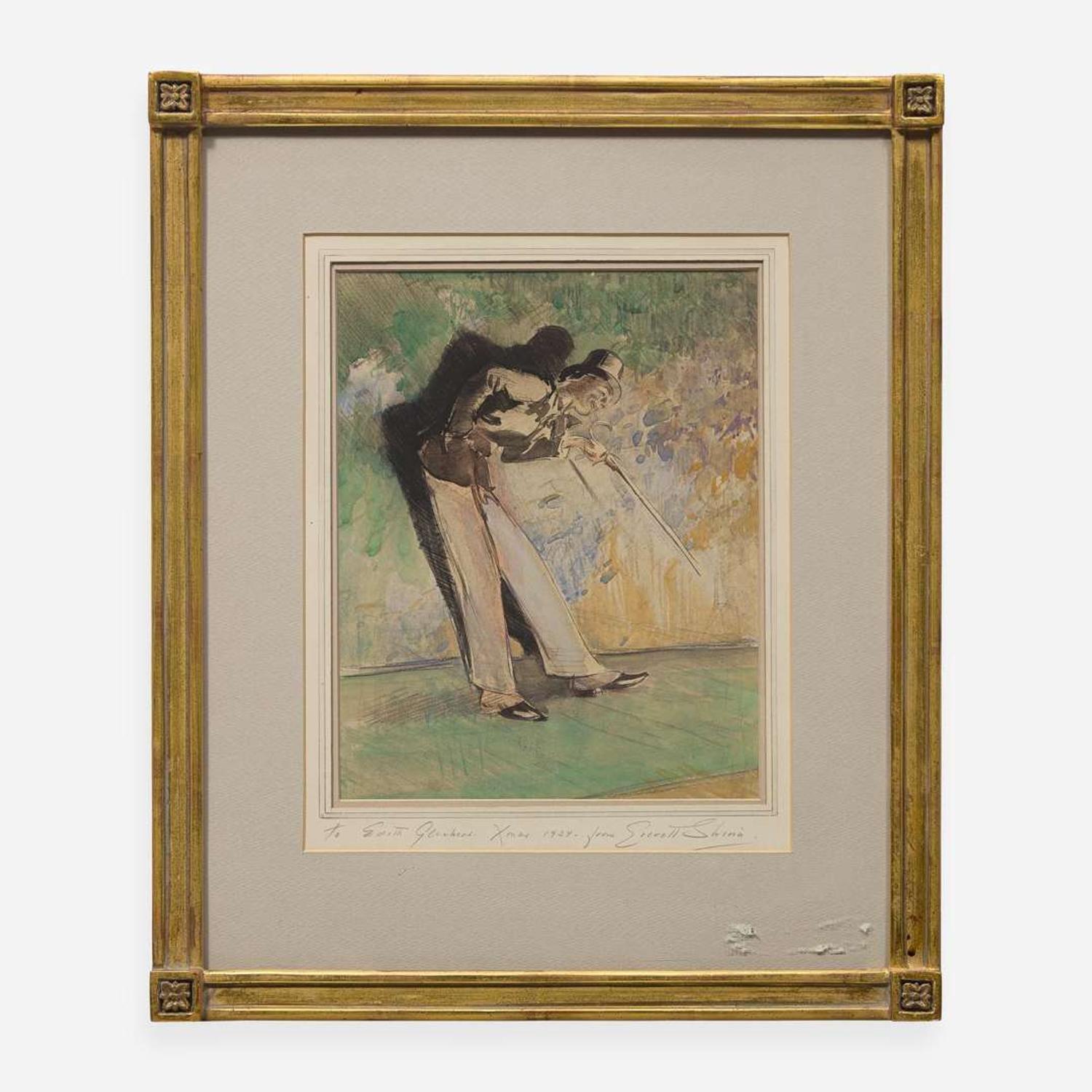 Everett Shinn (American, 1876-1953) Man with Top Hat and Cane