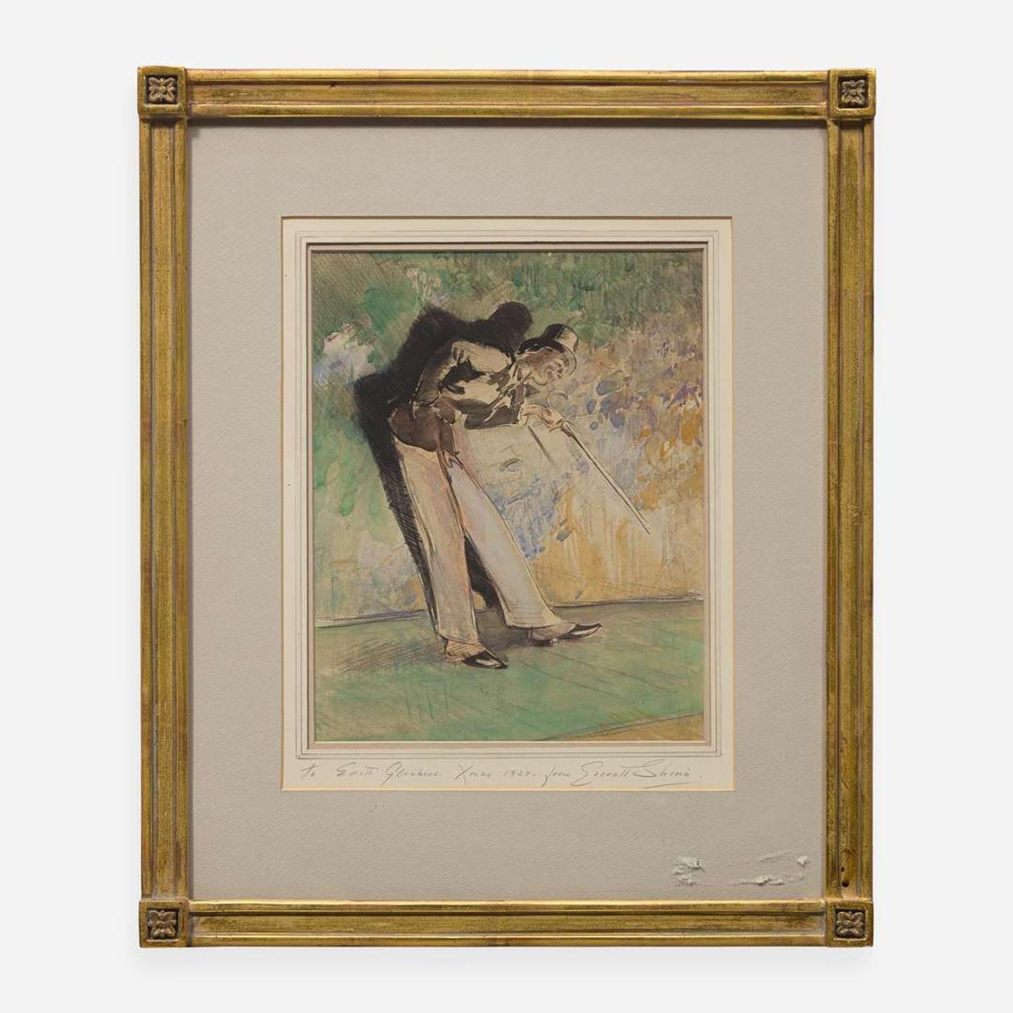 Everett Shinn (American, 1876-1953) Man with Top Hat and Cane